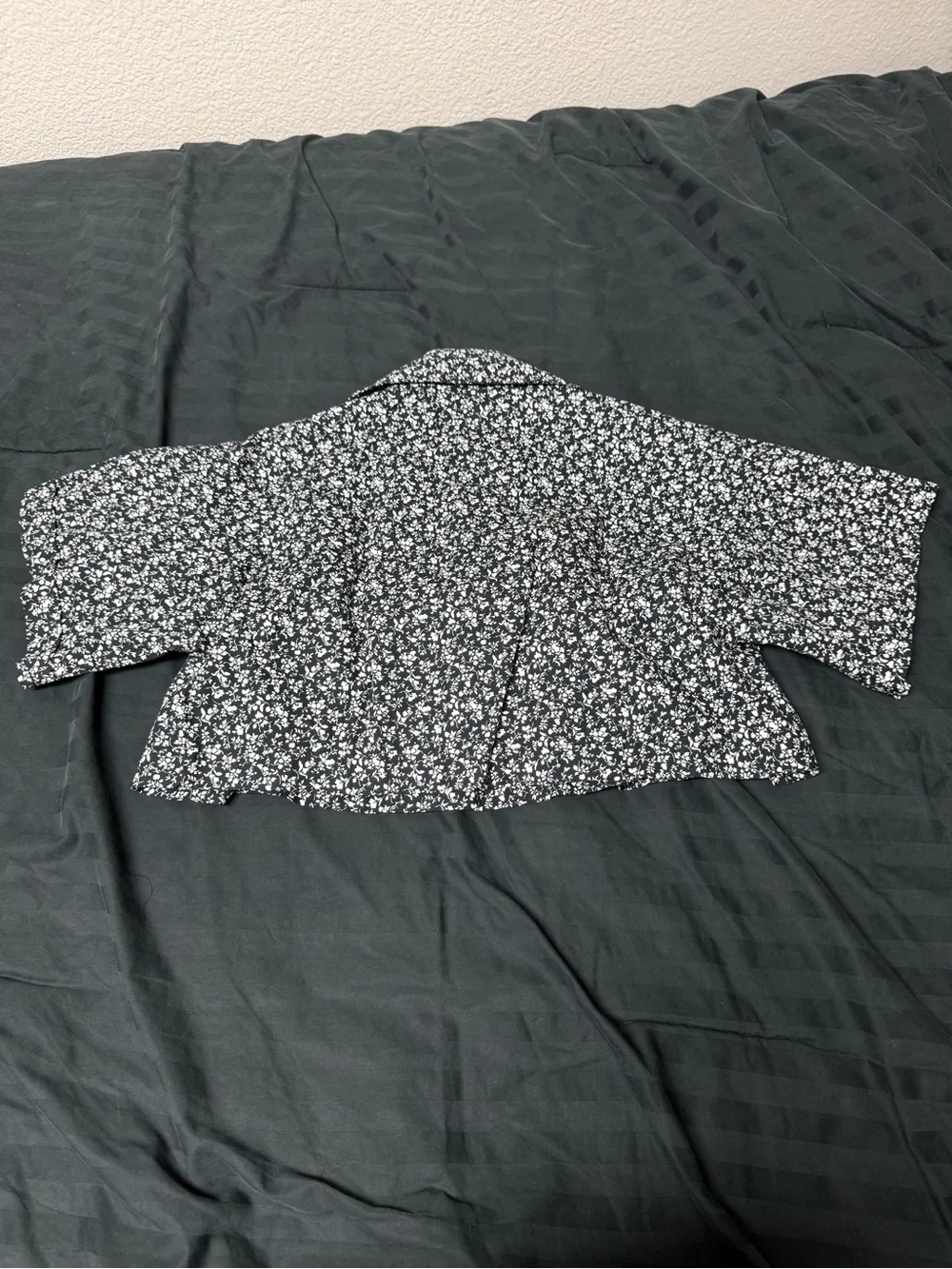 Zara Black White Floral Babydoll Crop Top MEDIUM